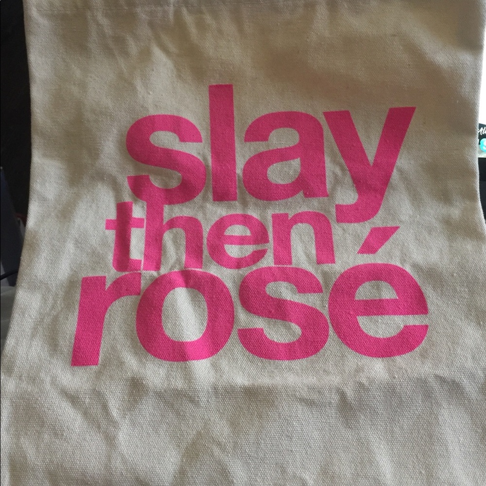 DOGEARED SLAY THEN ROSE' COTTON CANVAS TOTE NWOT